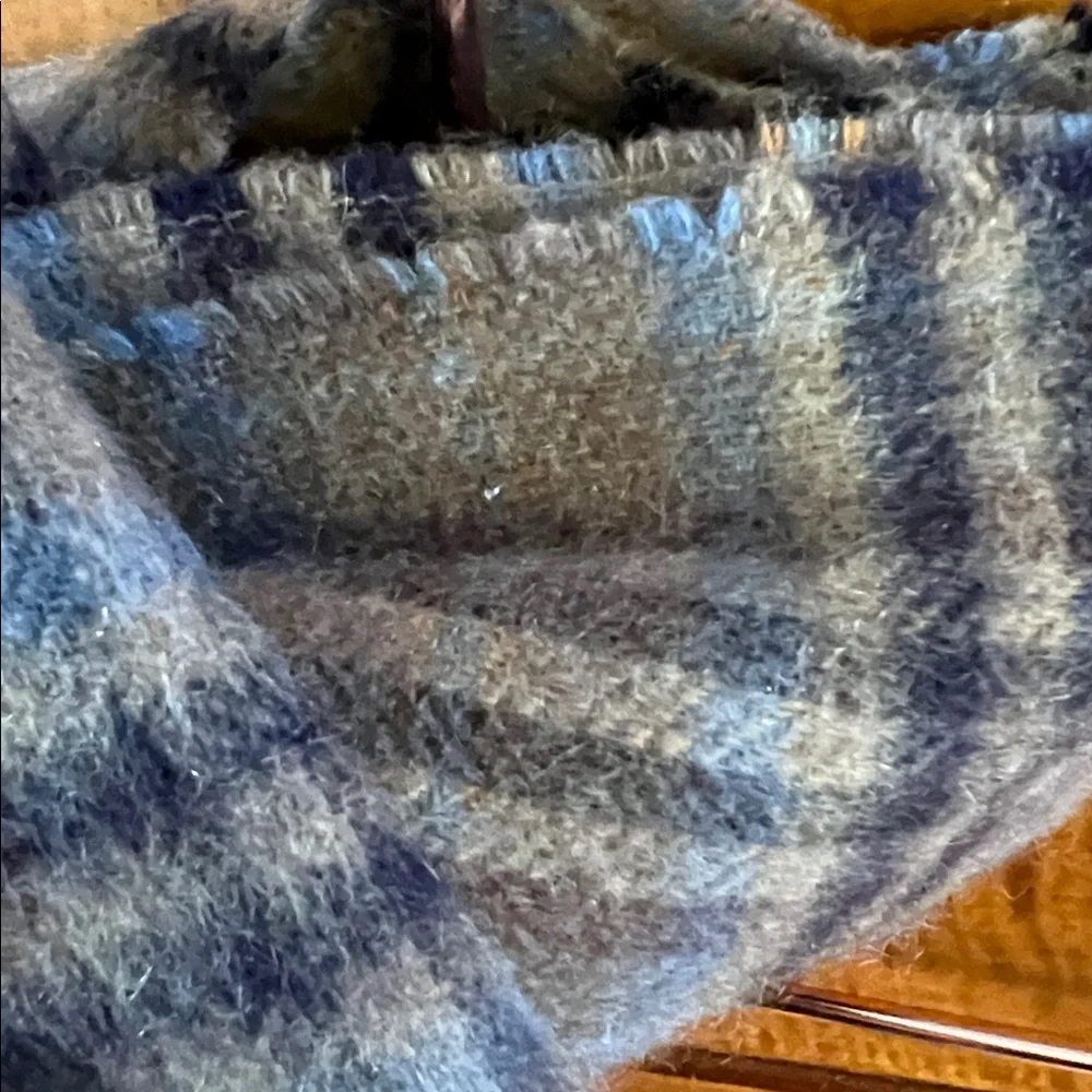 🐑Dark Tan + Black Brown & Blue Plaid Cashmere Scarf by Joseph Abboud